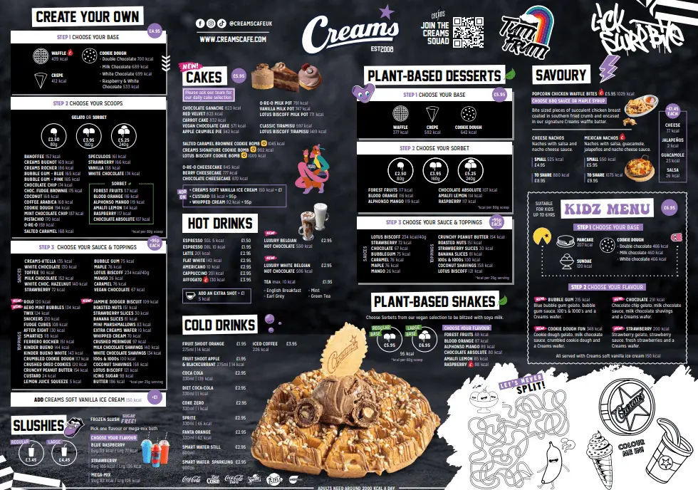 Creams updated menu