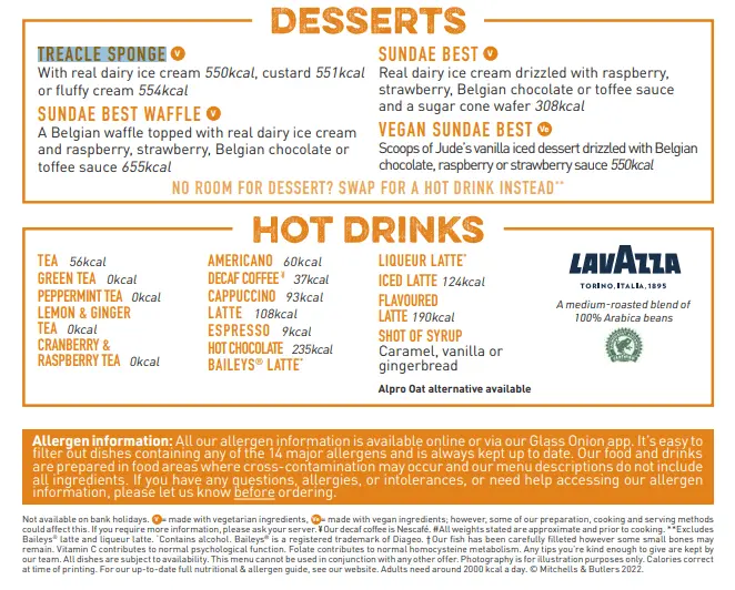 Harvester Lunch Menu, times 2023 in the UK